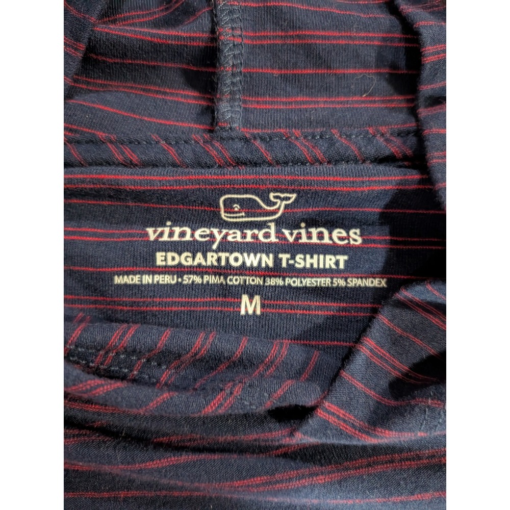 Vineyard Vines Edgartown T-Shirt Hoodie Mens Medium Navy Red Stripe 1V011112 - Picture 3 of 7